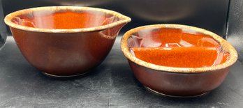 Hull Brown Glazed Pottery Bowls - 2 Pieces