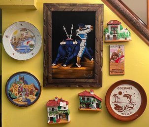 Velvet Matador Painting, Ceramic Decorative Plates & Ceramic Wall Decor - 8 Pieces