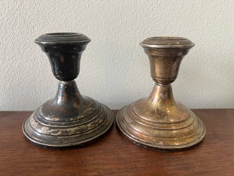 Sterling Silver Weighted Candlestick Holders- Pair