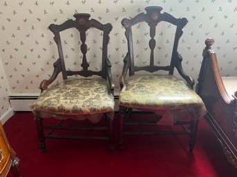 Antique Estate Chairs With Upholstered Seat - 2 Piece Lot