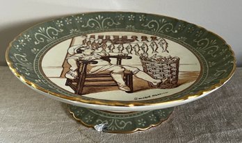 Porcelain Pedestal Smoked Ham Scenic Dish