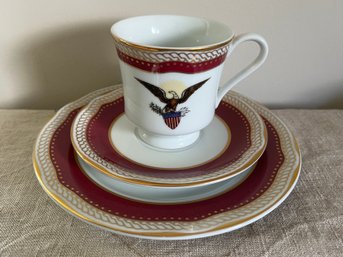 Abraham Lincoln White House China Teacup, Saucer & Plate - 3 Pieces