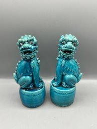 Ceramic Turquoise Foo Dogs Made In China