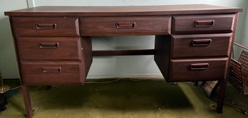 Solid Wood Office Desk With File Cabinets