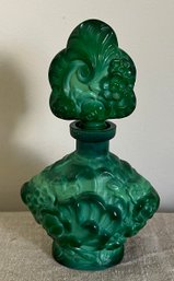 Czech Malachite Glass Perfume Bottle