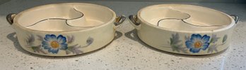 Mikori Ware Double Handled Divided Hand Painted Dishes- Pair