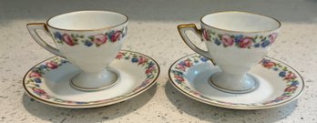 Pirken Hammer Czechoslovakia Small Tea Cups & Saucers- Pair