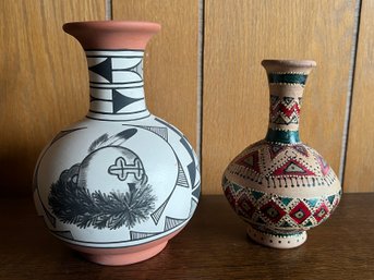 Native American Pottery Handmade Vases - 2 Pieces