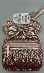 Loungefly Disney Parks Minnie Mouse Sequin Mini Backpack Rose Gold With Tags