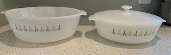 Fire King Candle Glow Casserole Dish Bowls (only One Lid)