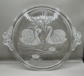 Mikasa Frosted Crystal Glass Swan Serving Dish