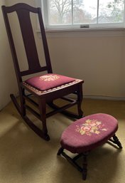 The Philadelphia Chair Co Needlepoint Rocking Chair & Ottoman - 2 Pieces