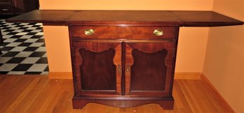 Classy Thomasville Wood Buffet Server With Flop Top Opening ~  Bottom Storage Cabinet Brass Handle Pulls