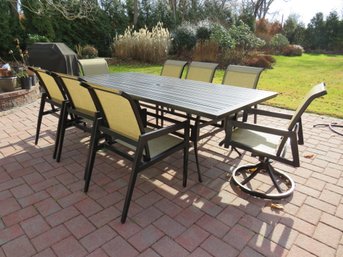 Stylish Patio Dining Set Outdoor Table With 8 Chairs Including 2 Swivel