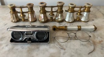 Antique Mother Of Pearl Opera Binoculars & Glasses- Lot Of 6