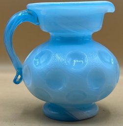 Mold-blown Glass Coin Dot Pitcher With Applied Handle