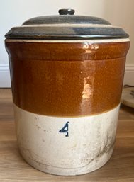 Antique 4 Gallon Lidded Crock