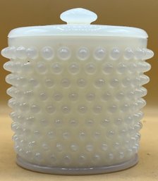 Hobnail Milk Glass Jar With Lid