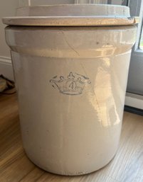 Antique 4 Gallon Lidded Crock