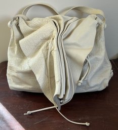 Carlos Falchi White Buffalo Leather Shoulder Bag