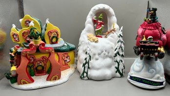 Dept. 56 Cindy Lou Who House, Mr. Crumpet & Musical Sleigh, 3 Piece Lot