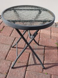 Metal Round Outdoor Table With Glass Top