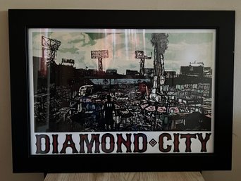 Diamond City Fallout Poster Framed