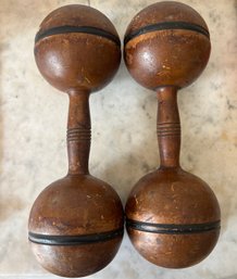 Antique Wooden Dumbbells- Pair