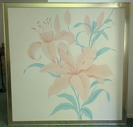 Paul Pletka Artist Signed Lily Painting, 51.5 Inches X 51.5 Inches