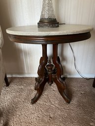 Marble Top Pedestal Accent Table