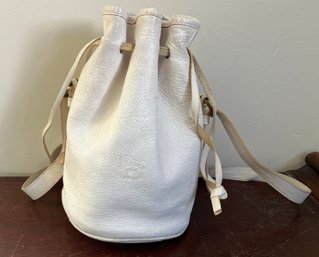 Il Bisonte White Leather Bucket Shoulder Bag