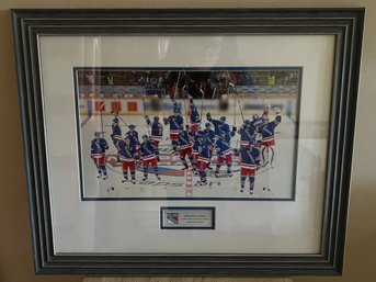 New York Rangers Hockey NHL  2008-09 Team Celebration Photo Poster Framed