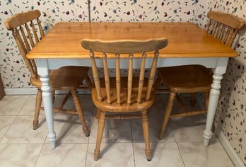 Farmhouse Style Kitchen Table And 3 Chairs - 4 Piece Set