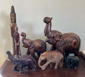 Hand Made Carved Wooden Figurines - 7 Pieces