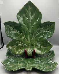 Ceramic Leaf Shaped Dishes - 2 Pieces