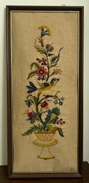 MCM Bird & Floral Needlepoint Framed