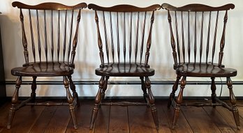 Solid Wood Fan Back Chairs - 3 Pieces