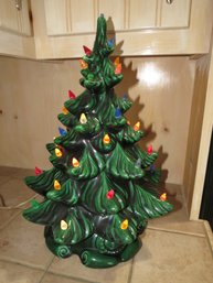 Ceramic Hand Painted Lighted Tree With Multi-colored Lights