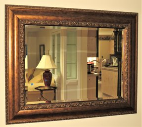 Rectangular Mirror With Gold Tone Frame