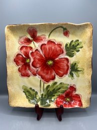 Maxcera Poppies Square Hand Painted Dish
