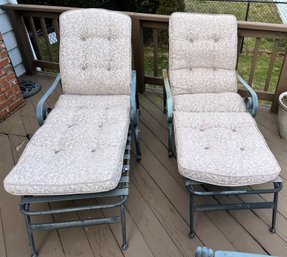 2 Wrought Iron Lounge Chairs W Cushions