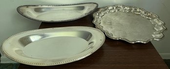 Silver-plated Serving Dishes, 3 Pieces