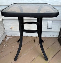 Outdoor Aluminum Glass Top End Table