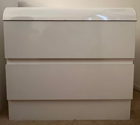 White Formica 2 Drawer Nightstand