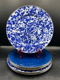 Cobalt Blue & Blue Splattered Metal Plates - 8 Pieces