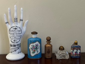 Estello France Porcelain Hand, Limoges France Perfume Bottle & Porcelain French Perfume Bottles - 5 Pieces