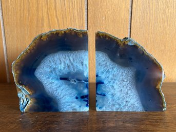 Blue Agate Bookends