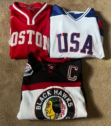 Chicago Blackhawks Jersey, USA Hockey Jersey & Boston University Hockey Jersey - 3 Pieces