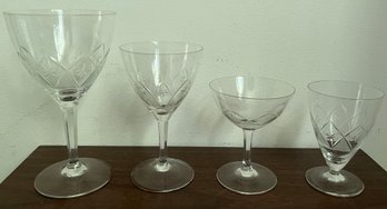 Crystal Etched Glasses, 12 Pieces