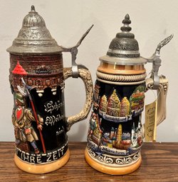 Zollverein & Born Ceramic Stein And Ceramic Stein Made In West Germany, 2 Piece Lot